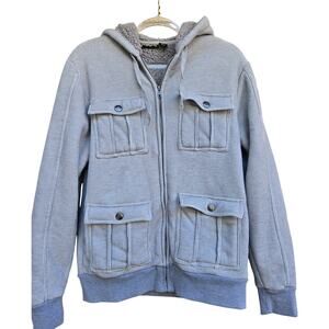 Helix Size Medium Gray Sherpa Lined Zip Up Hoodie Jacket GUC